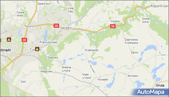 mapa Grabowiec gmina Grudziądz, Grabowiec gmina Grudziądz na mapie Targeo