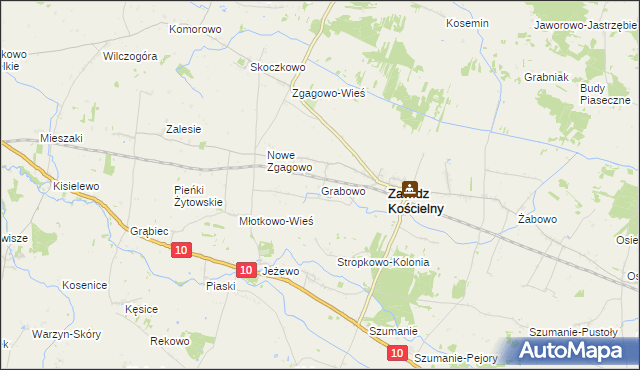 mapa Grabowo gmina Zawidz, Grabowo gmina Zawidz na mapie Targeo