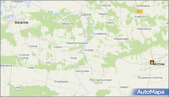 mapa Gródek gmina Baranów, Gródek gmina Baranów na mapie Targeo