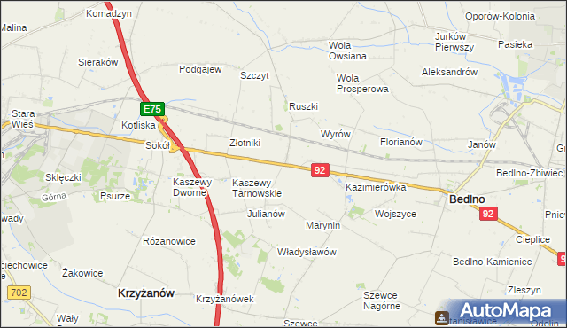 mapa Groszki gmina Bedlno, Groszki gmina Bedlno na mapie Targeo