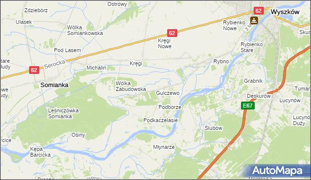 mapa Gulczewo gmina Wyszków, Gulczewo gmina Wyszków na mapie Targeo