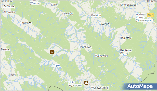 mapa Hańczowa, Hańczowa na mapie Targeo