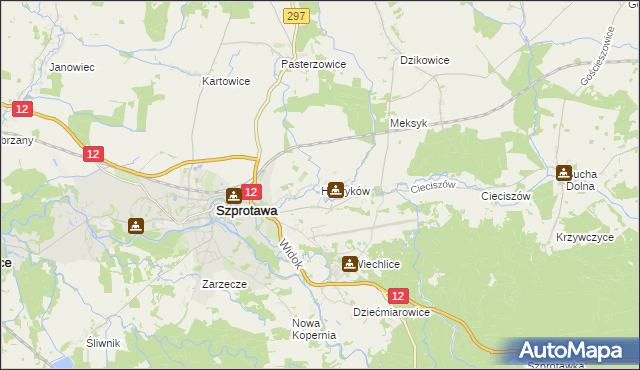 mapa Henryków gmina Szprotawa, Henryków gmina Szprotawa na mapie Targeo