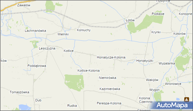 mapa Honiatycze-Kolonia, Honiatycze-Kolonia na mapie Targeo