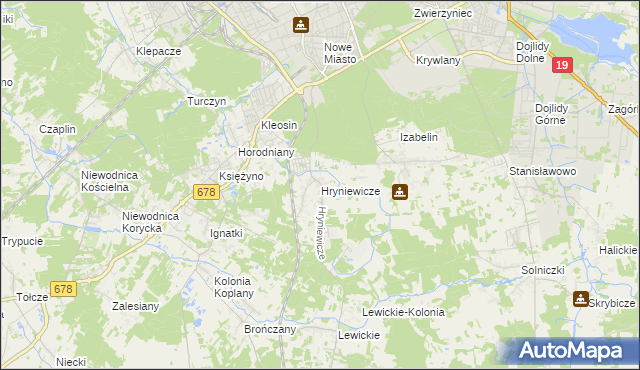 mapa Hryniewicze, Hryniewicze na mapie Targeo