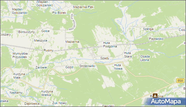 mapa Huta Krzeszowska, Huta Krzeszowska na mapie Targeo