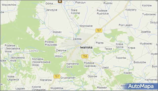 mapa Iwaniska, Iwaniska na mapie Targeo
