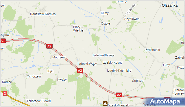 mapa Izdebki-Błażeje, Izdebki-Błażeje na mapie Targeo