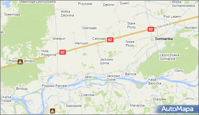 mapa Jackowo Górne, Jackowo Górne na mapie Targeo