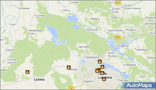 mapa Jankowa gmina Opole Lubelskie, Jankowa gmina Opole Lubelskie na mapie Targeo