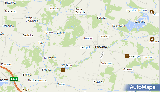 mapa Janopol gmina Kłoczew, Janopol gmina Kłoczew na mapie Targeo