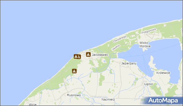 mapa Jarosławiec gmina Postomino, Jarosławiec gmina Postomino na mapie Targeo