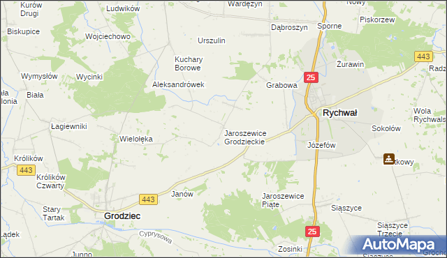 mapa Jaroszewice Grodzieckie, Jaroszewice Grodzieckie na mapie Targeo