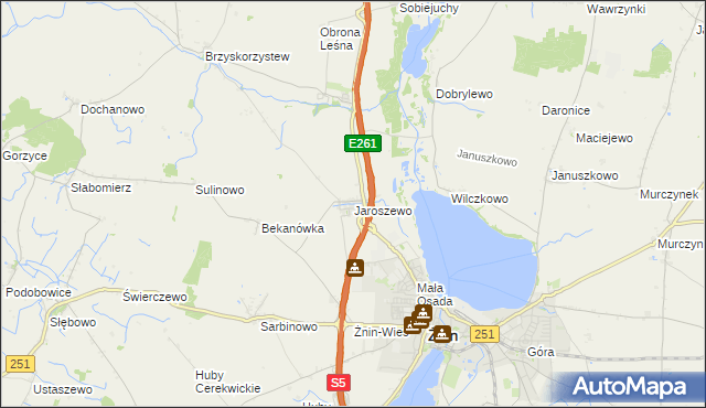 mapa Jaroszewo gmina Żnin, Jaroszewo gmina Żnin na mapie Targeo