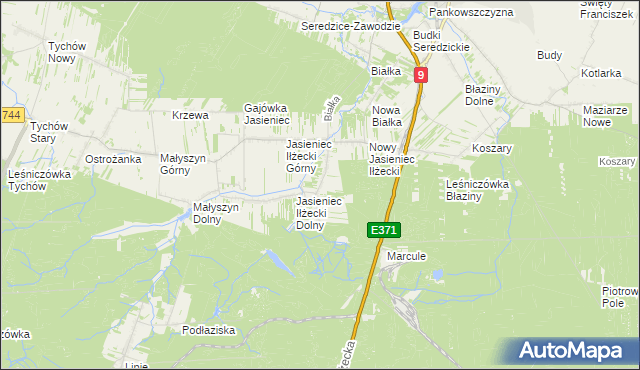 mapa Jasieniec-Maziarze, Jasieniec-Maziarze na mapie Targeo