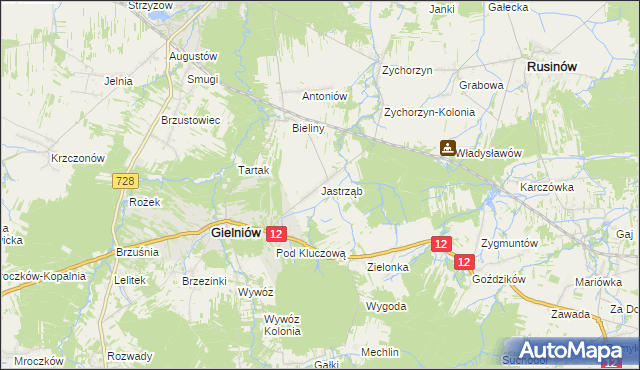 mapa Jastrząb gmina Gielniów, Jastrząb gmina Gielniów na mapie Targeo