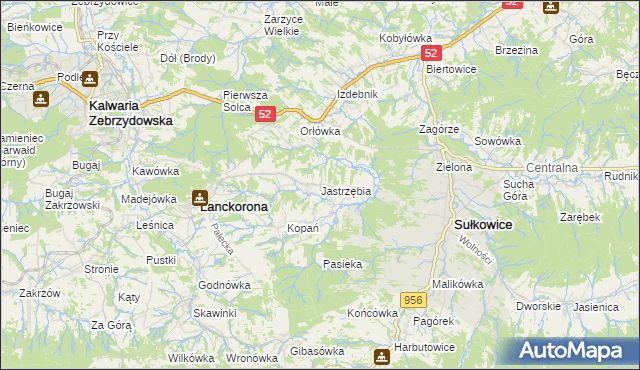 mapa Jastrzębia gmina Lanckorona, Jastrzębia gmina Lanckorona na mapie Targeo