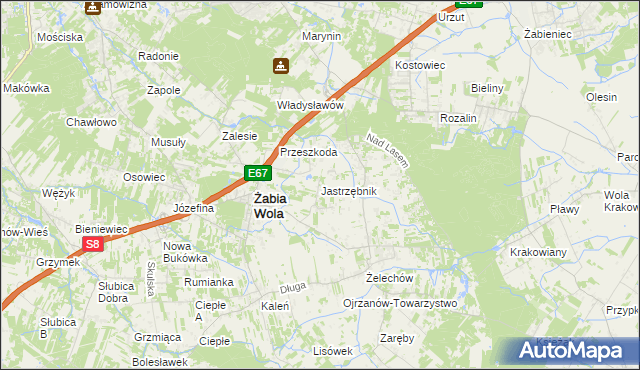 mapa Jastrzębnik gmina Żabia Wola, Jastrzębnik gmina Żabia Wola na mapie Targeo