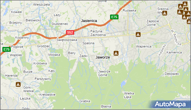 mapa Jaworze powiat bielski, Jaworze powiat bielski na mapie Targeo