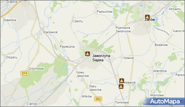 mapa Jaworzyna Śląska, Jaworzyna Śląska na mapie Targeo