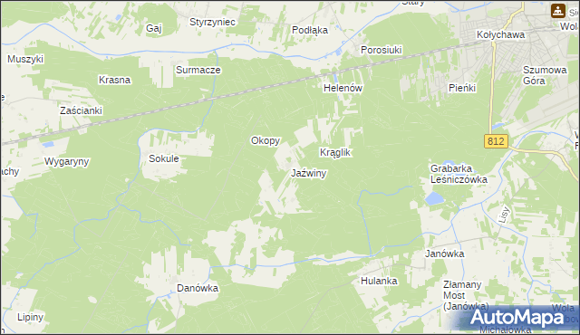 mapa Jaźwiny gmina Biała Podlaska, Jaźwiny gmina Biała Podlaska na mapie Targeo