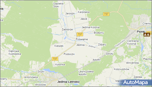 mapa Jedlnia, Jedlnia na mapie Targeo