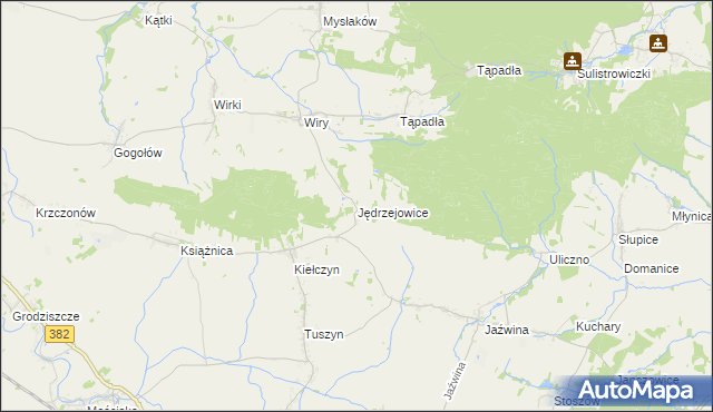 mapa Jędrzejowice gmina Dzierżoniów, Jędrzejowice gmina Dzierżoniów na mapie Targeo