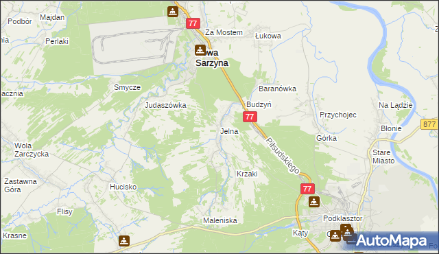 mapa Jelna gmina Nowa Sarzyna, Jelna gmina Nowa Sarzyna na mapie Targeo