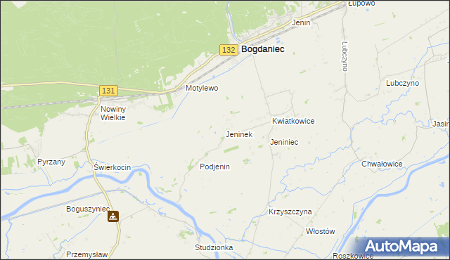 mapa Jeninek, Jeninek na mapie Targeo