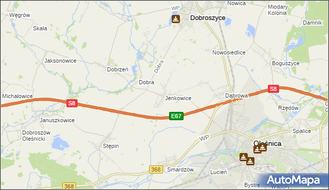 mapa Jenkowice gmina Oleśnica, Jenkowice gmina Oleśnica na mapie Targeo