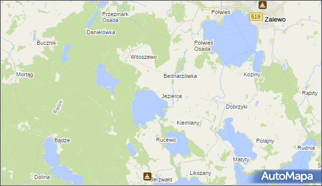 mapa Jezierce gmina Zalewo, Jezierce gmina Zalewo na mapie Targeo