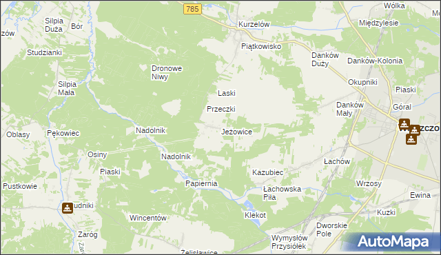 mapa Jeżowice, Jeżowice na mapie Targeo