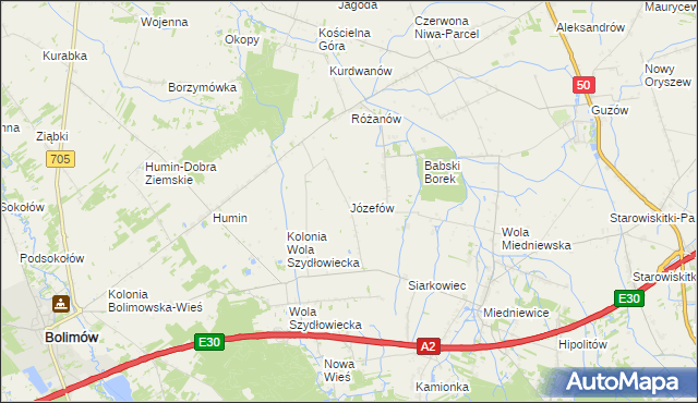 mapa Józefów gmina Bolimów, Józefów gmina Bolimów na mapie Targeo