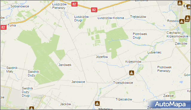 mapa Józefów gmina Mełgiew, Józefów gmina Mełgiew na mapie Targeo