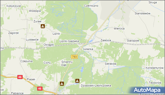 mapa Julianka gmina Przyrów, Julianka gmina Przyrów na mapie Targeo