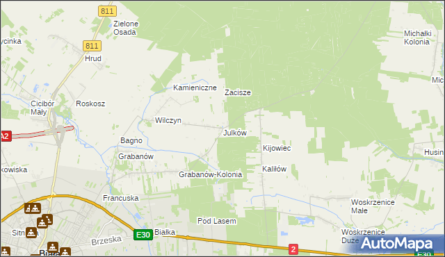 mapa Julków gmina Biała Podlaska, Julków gmina Biała Podlaska na mapie Targeo