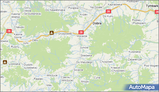 mapa Jurków gmina Dobra, Jurków gmina Dobra na mapie Targeo