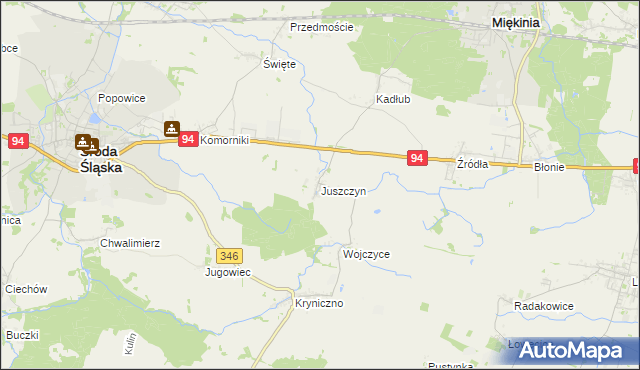 mapa Juszczyn gmina Środa Śląska, Juszczyn gmina Środa Śląska na mapie Targeo