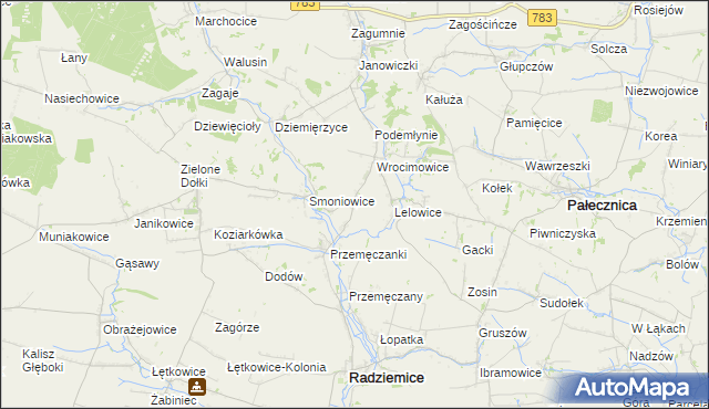 mapa Kaczowice gmina Radziemice, Kaczowice gmina Radziemice na mapie Targeo
