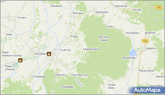 mapa Kajetanowice, Kajetanowice na mapie Targeo