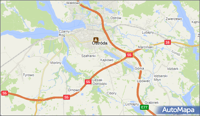 mapa Kajkowo, Kajkowo na mapie Targeo