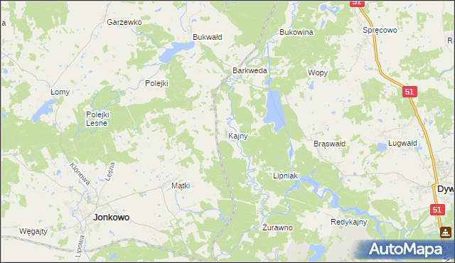 mapa Kajny, Kajny na mapie Targeo