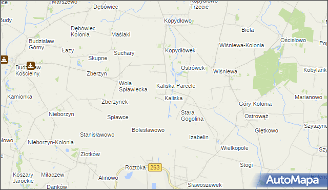mapa Kaliska gmina Wilczyn, Kaliska gmina Wilczyn na mapie Targeo