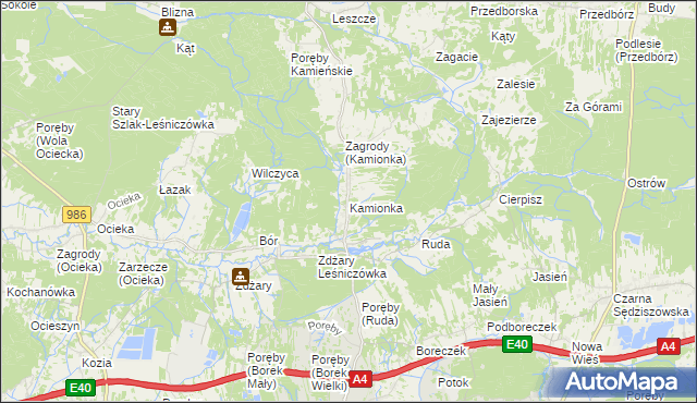 mapa Kamionka gmina Ostrów, Kamionka gmina Ostrów na mapie Targeo