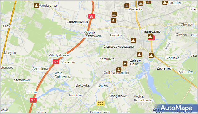 mapa Kamionka gmina Piaseczno, Kamionka gmina Piaseczno na mapie Targeo