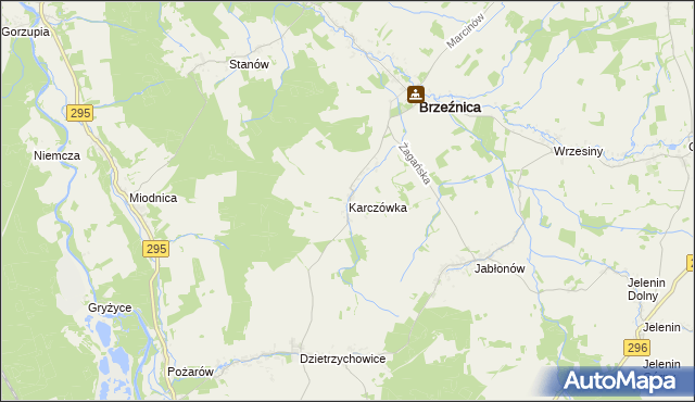 mapa Karczówka gmina Brzeźnica, Karczówka gmina Brzeźnica na mapie Targeo