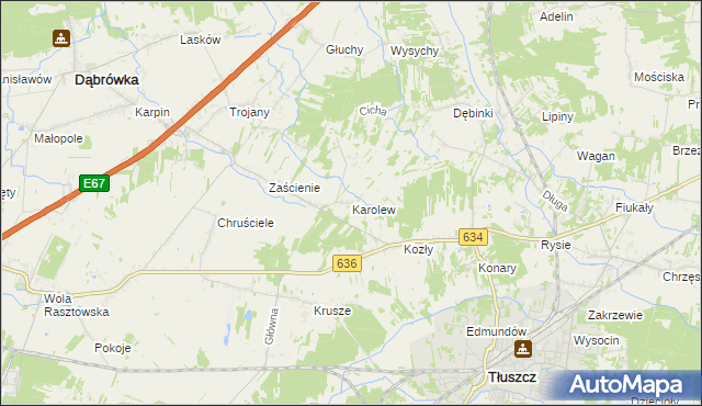 mapa Karolew gmina Dąbrówka, Karolew gmina Dąbrówka na mapie Targeo