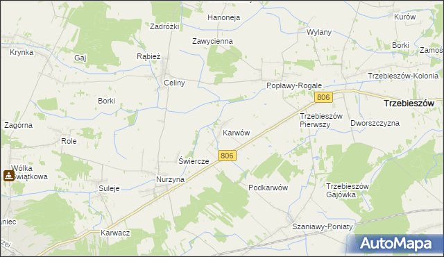 mapa Karwów gmina Trzebieszów, Karwów gmina Trzebieszów na mapie Targeo