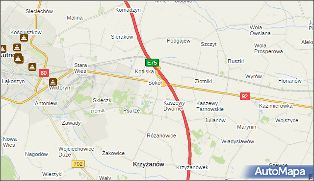 mapa Kaszewy Kościelne, Kaszewy Kościelne na mapie Targeo