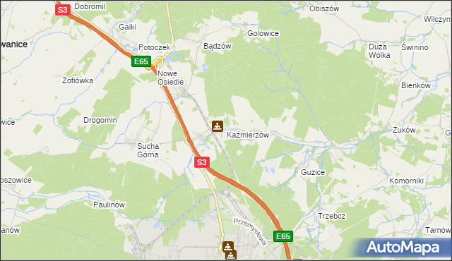 mapa Kaźmierzów, Kaźmierzów na mapie Targeo